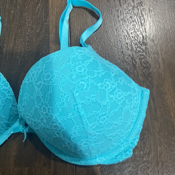 Victoria's Secret blue floral lace push up bra 34DD - Picture 4 of 12